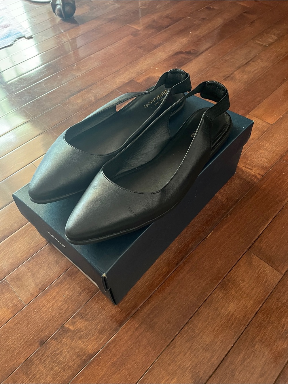 New Cole Haan Zero Grand Black Pointed Slingback Flats - 10.5B